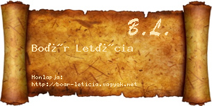Boár Letícia névjegykártya